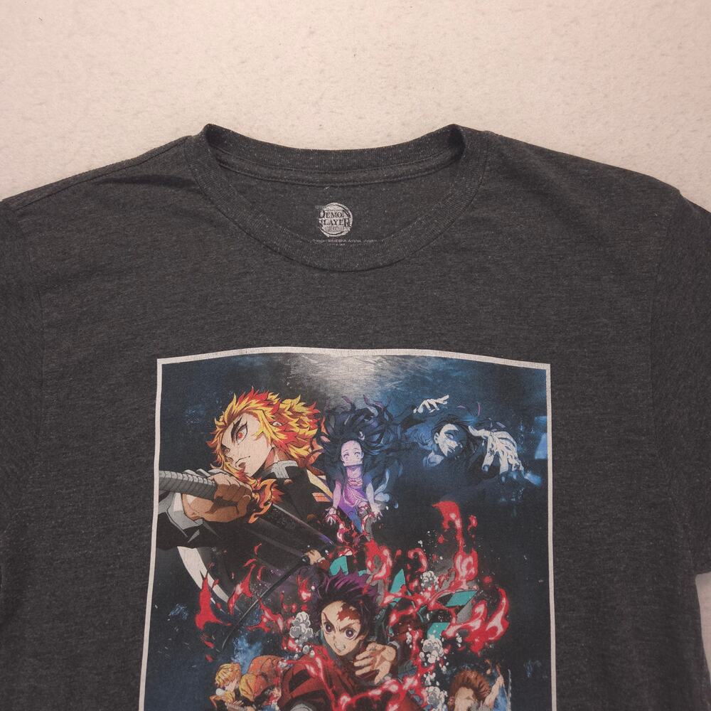 Demon Slayer Anime Short Sleeve Crew Neck Graphic T-Shirt Mens Size M Gray